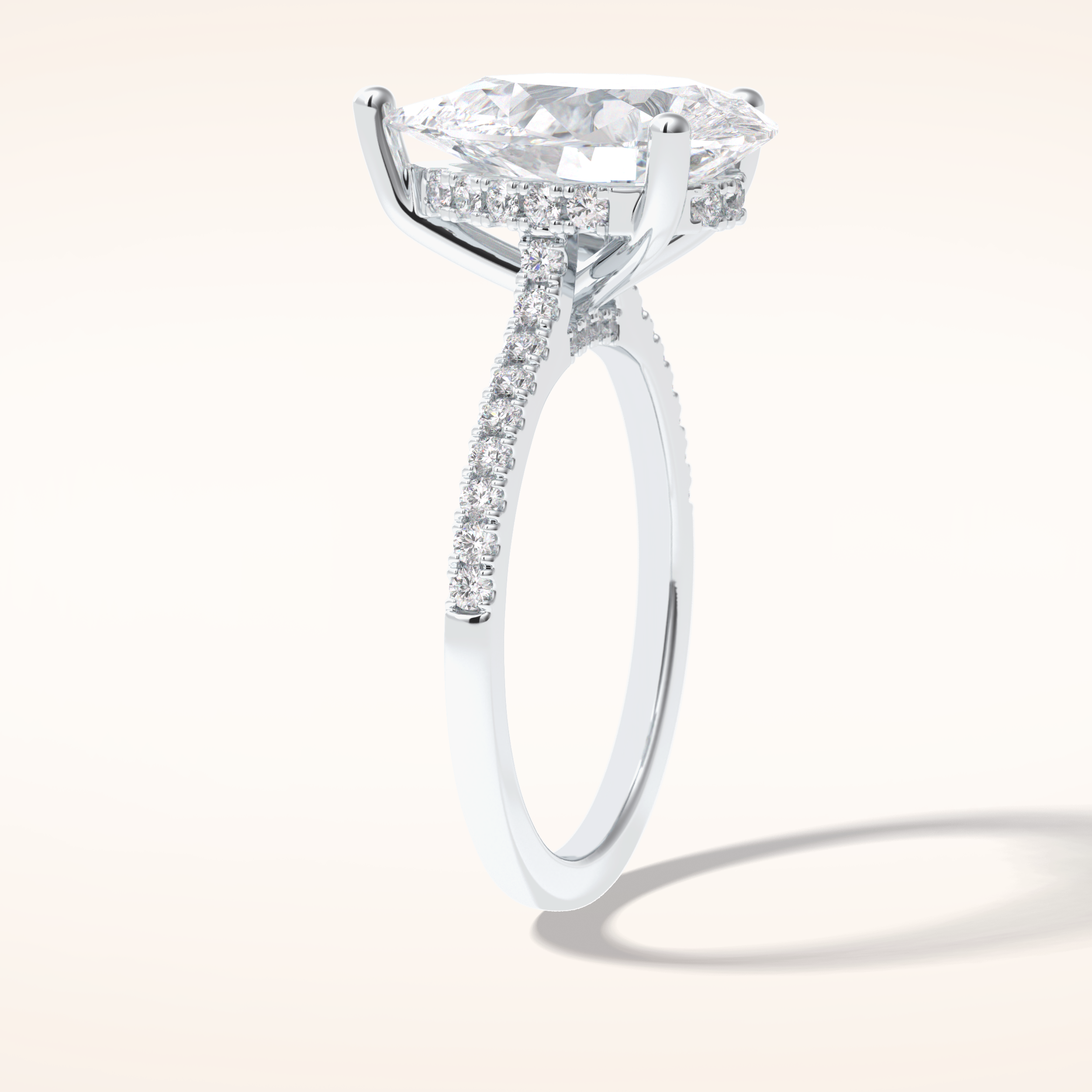 3.5 CT Pear Shaped Pave Moissanite Engagement Ring