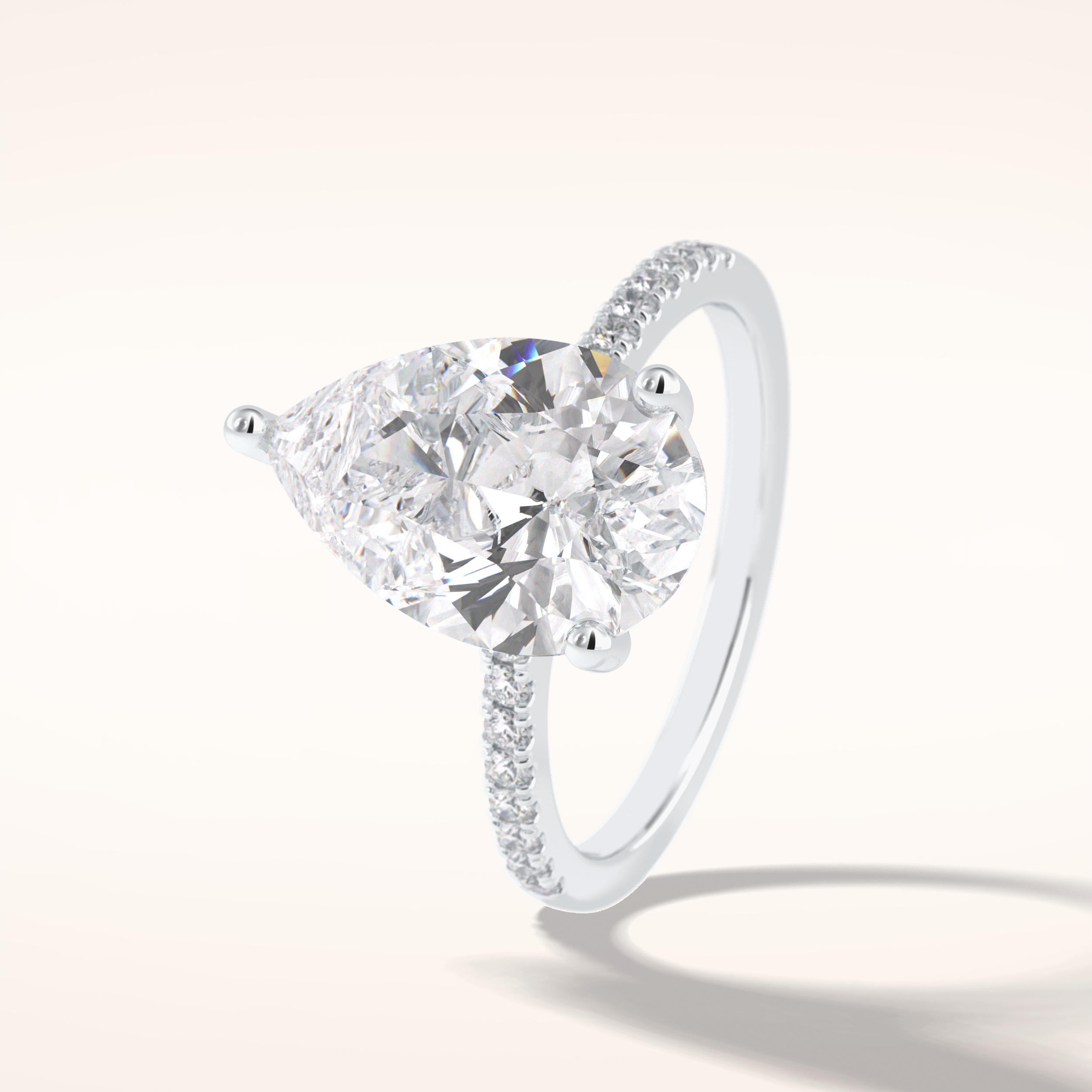 3.5 CT Pear Shaped Pave Moissanite Engagement Ring