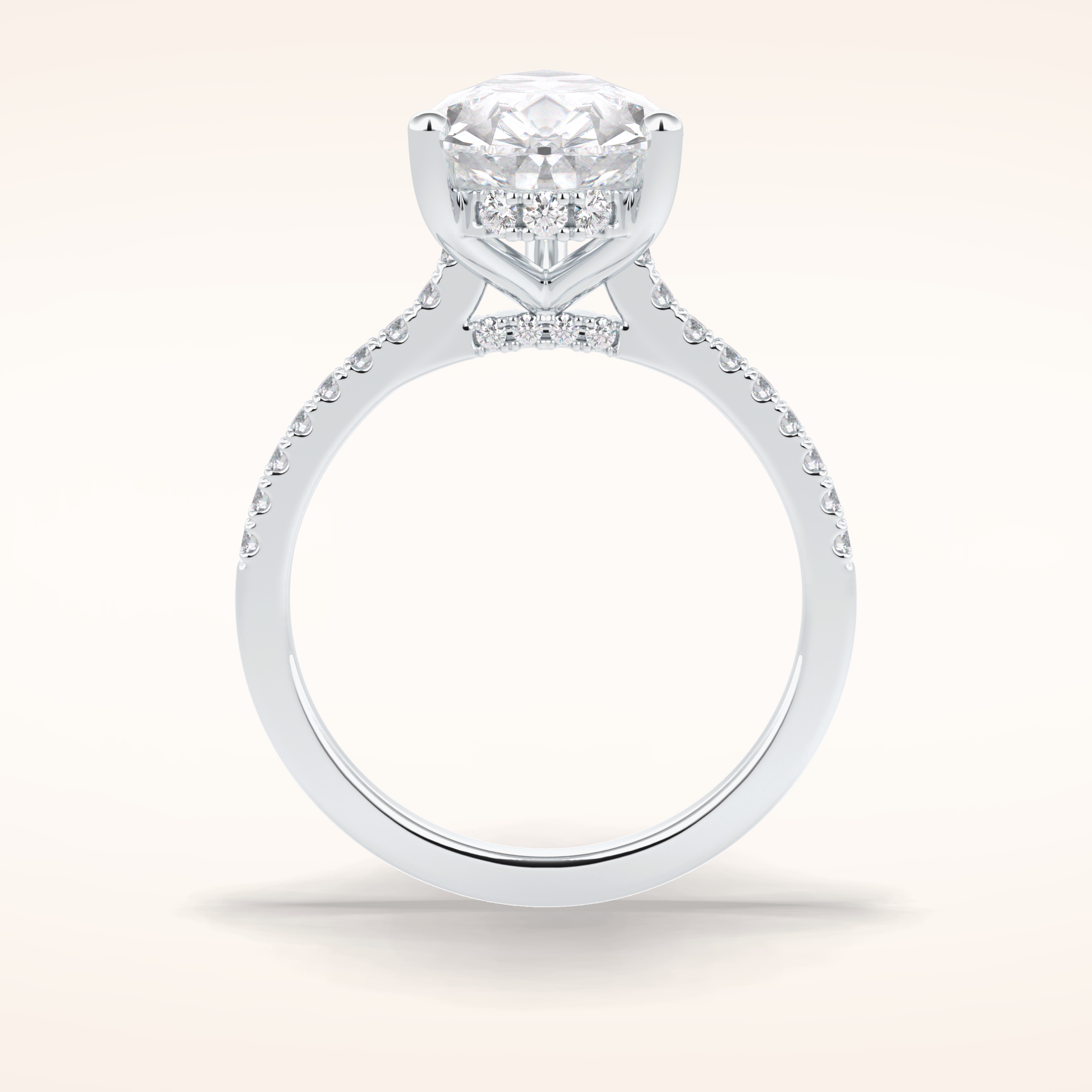 3.5 CT Pear Shaped Pave Moissanite Engagement Ring