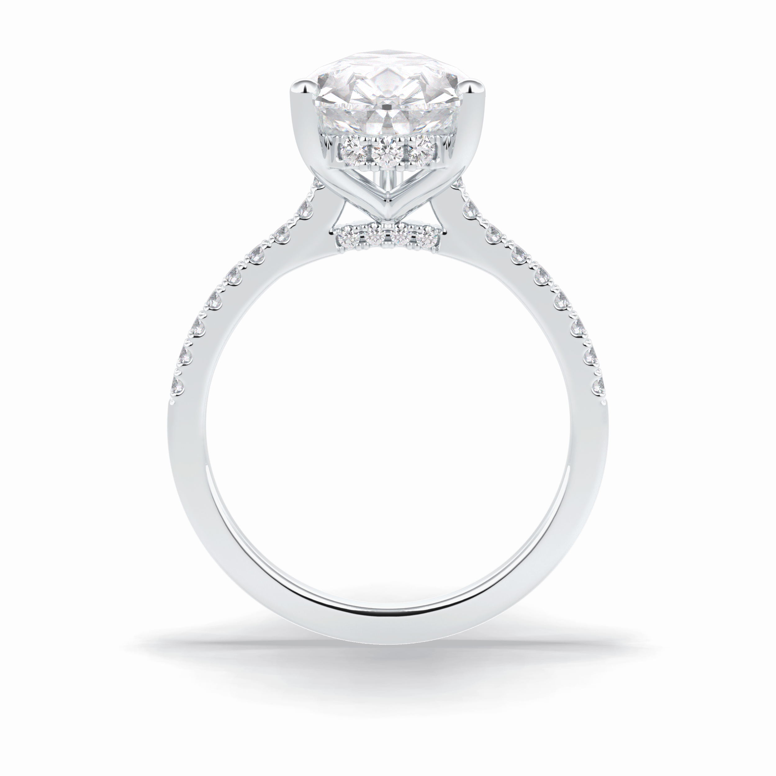 Pear Hidden Halo & Pave Lab Grown Diamond Engagement Ring