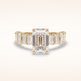 3 CT Emerald Shaped Pave Moissanite Engagement Ring