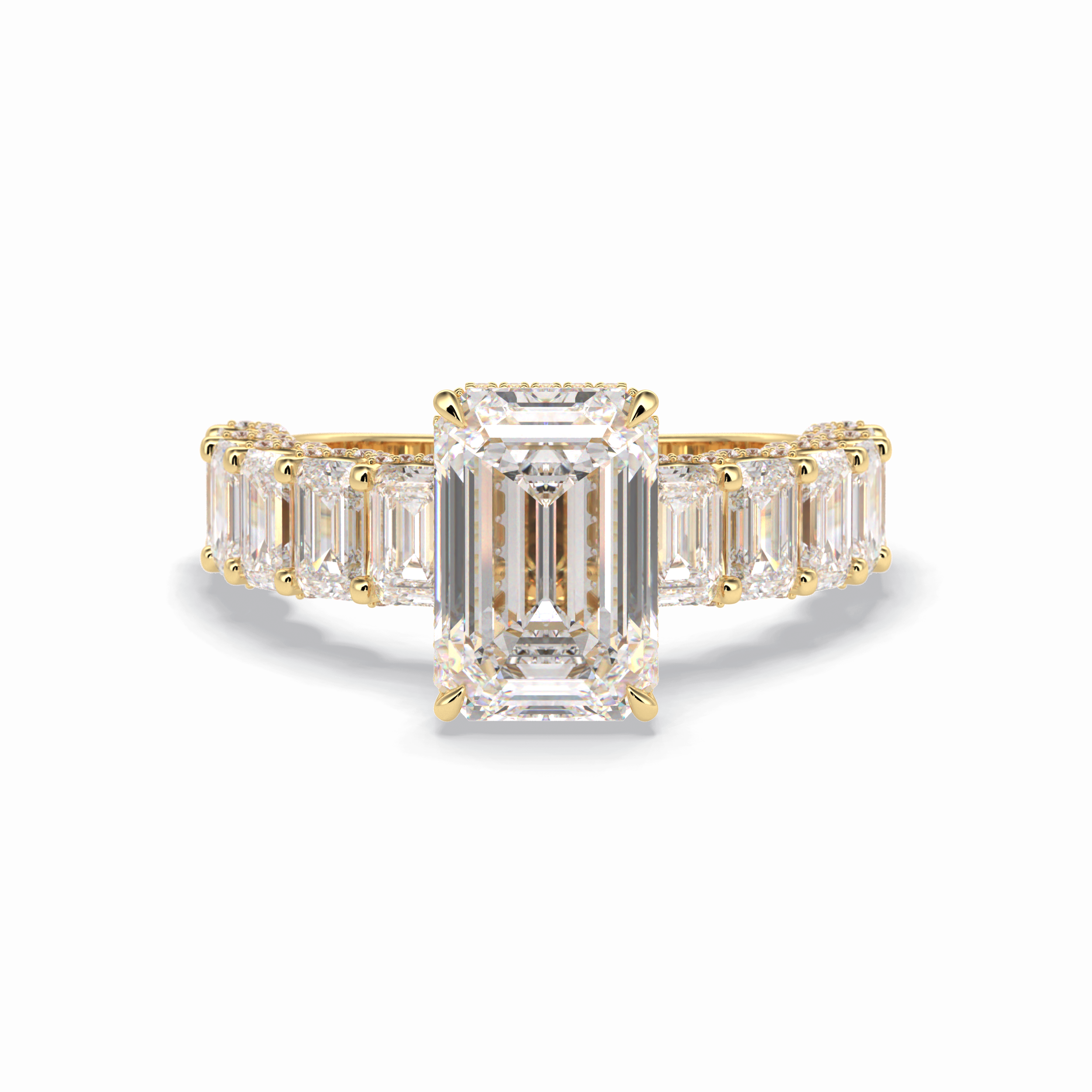 Emerald Pave Lab Grown Diamond Engagement Ring