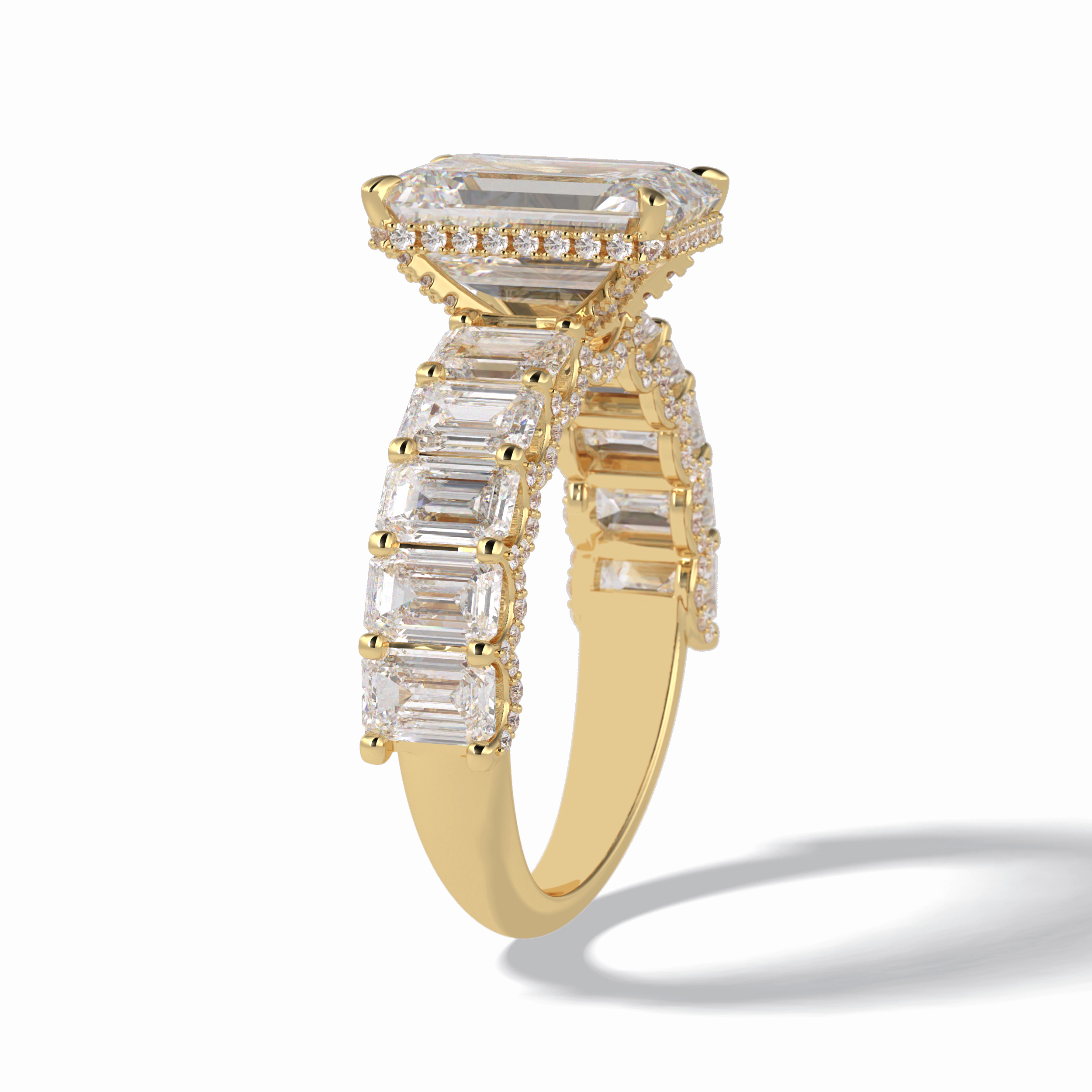 Emerald Pave Lab Grown Diamond Engagement Ring