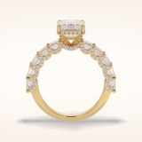 3 CT Emerald Shaped Pave Moissanite Engagement Ring
