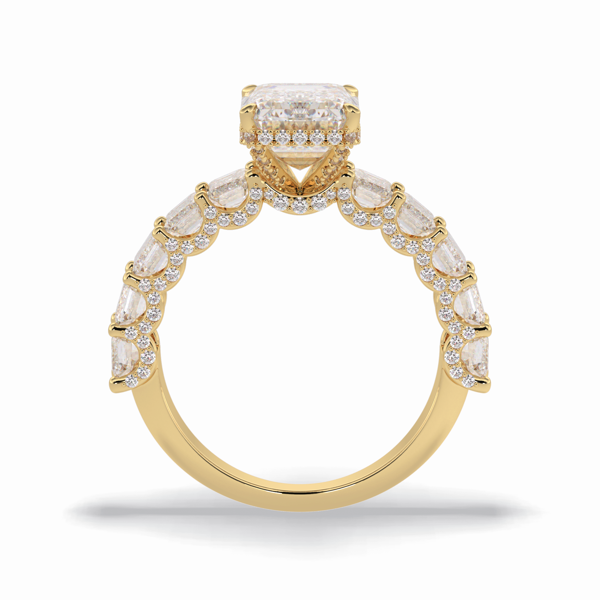 Emerald Pave Lab Grown Diamond Engagement Ring