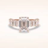 3 CT Emerald Shaped Pave Moissanite Engagement Ring