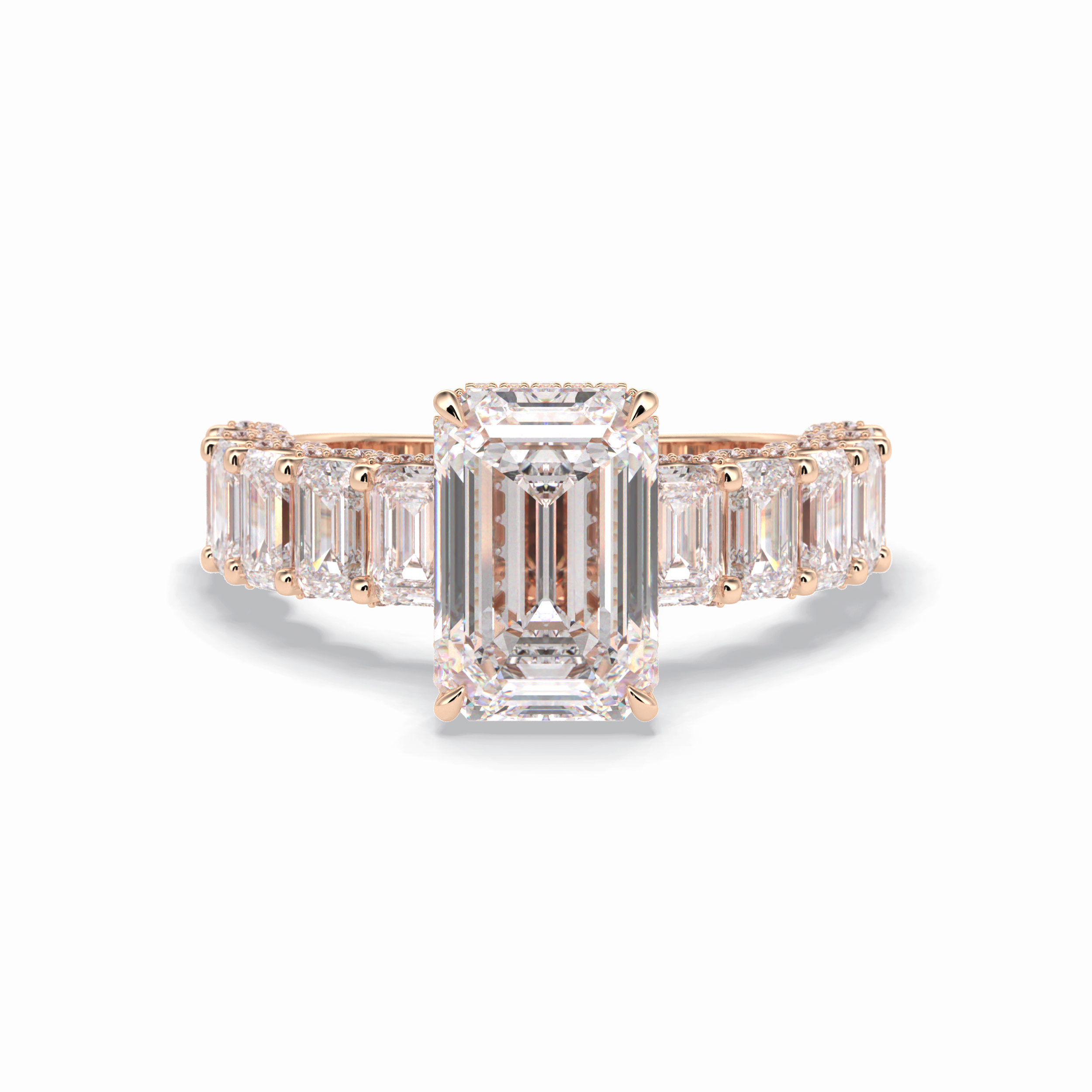 Emerald Pave Lab Grown Diamond Engagement Ring