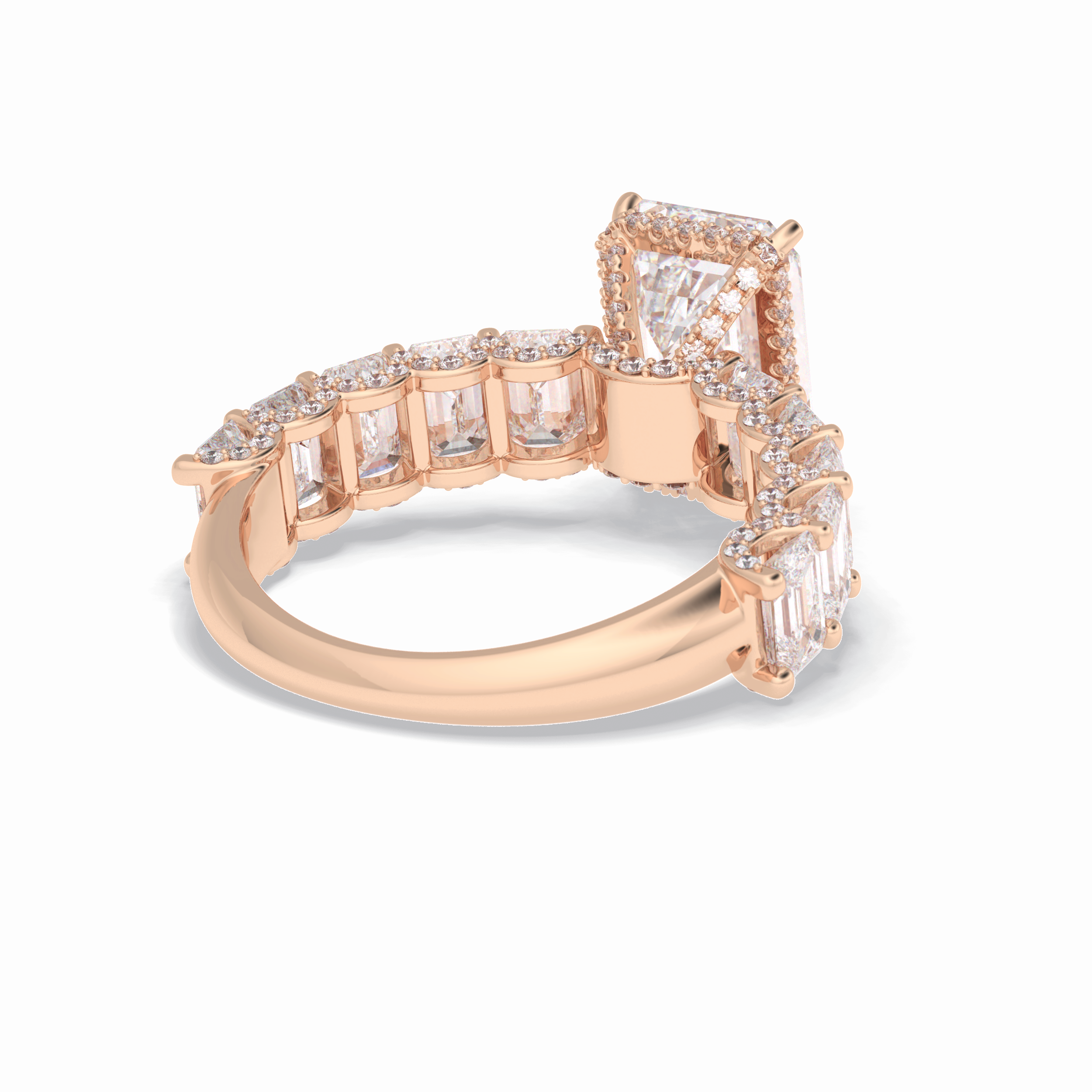 Emerald Pave Lab Grown Diamond Engagement Ring