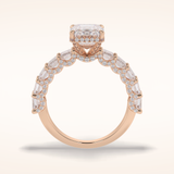 3 CT Emerald Shaped Pave Moissanite Engagement Ring
