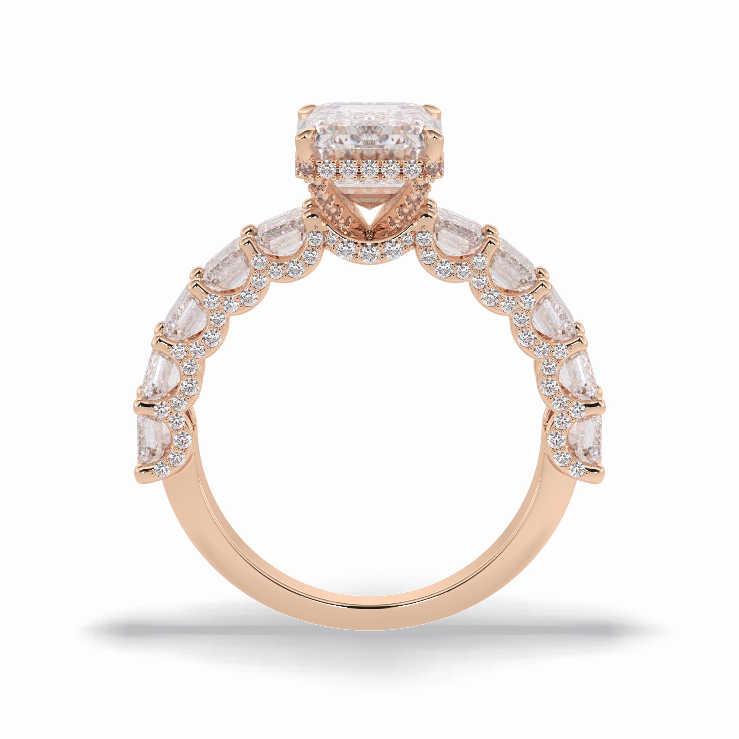 Emerald Pave Lab Grown Diamond Engagement Ring