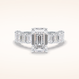 3 CT Emerald Shaped Pave Moissanite Engagement Ring