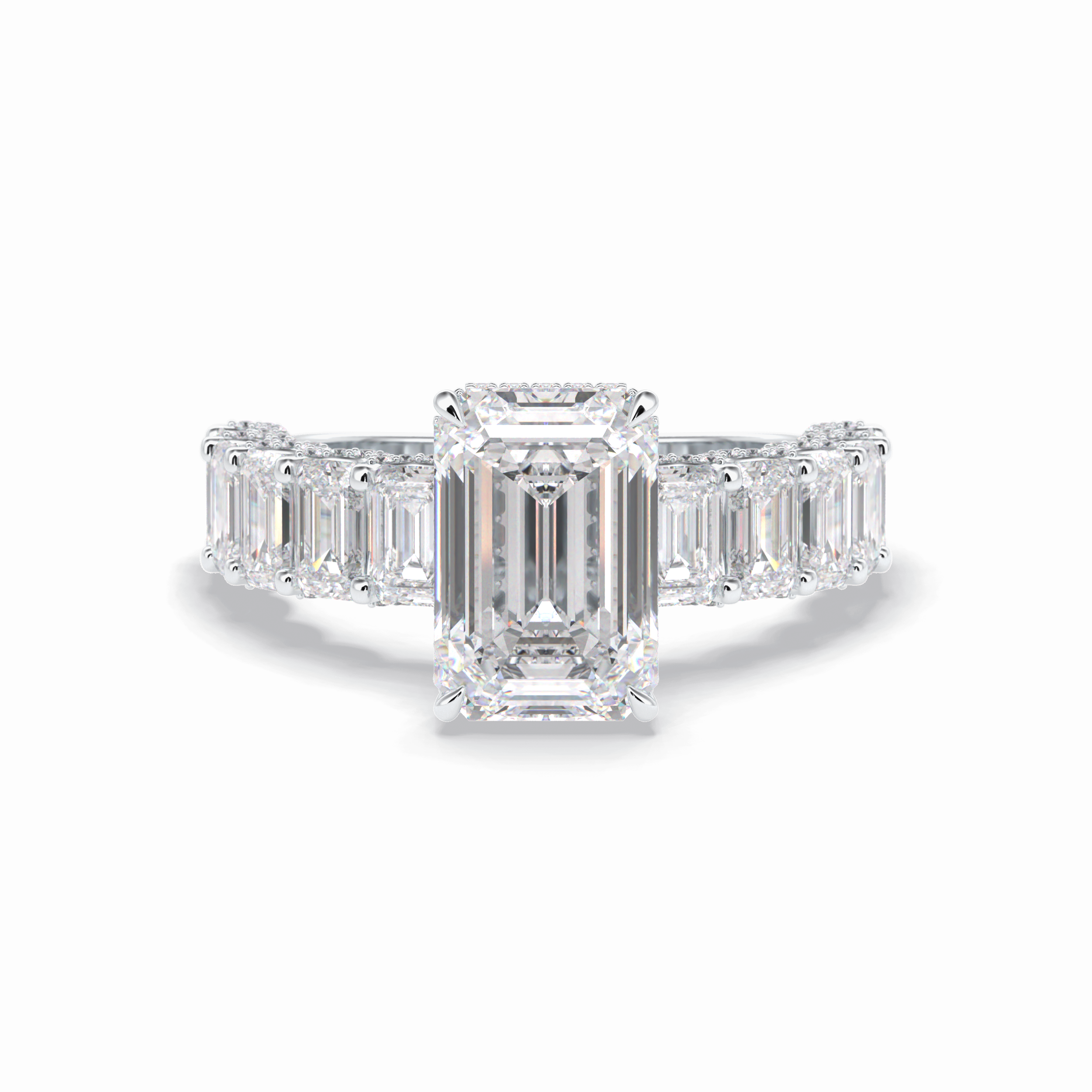 Emerald Pave Lab Grown Diamond Engagement Ring