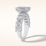 3 CT Emerald Shaped Pave Moissanite Engagement Ring