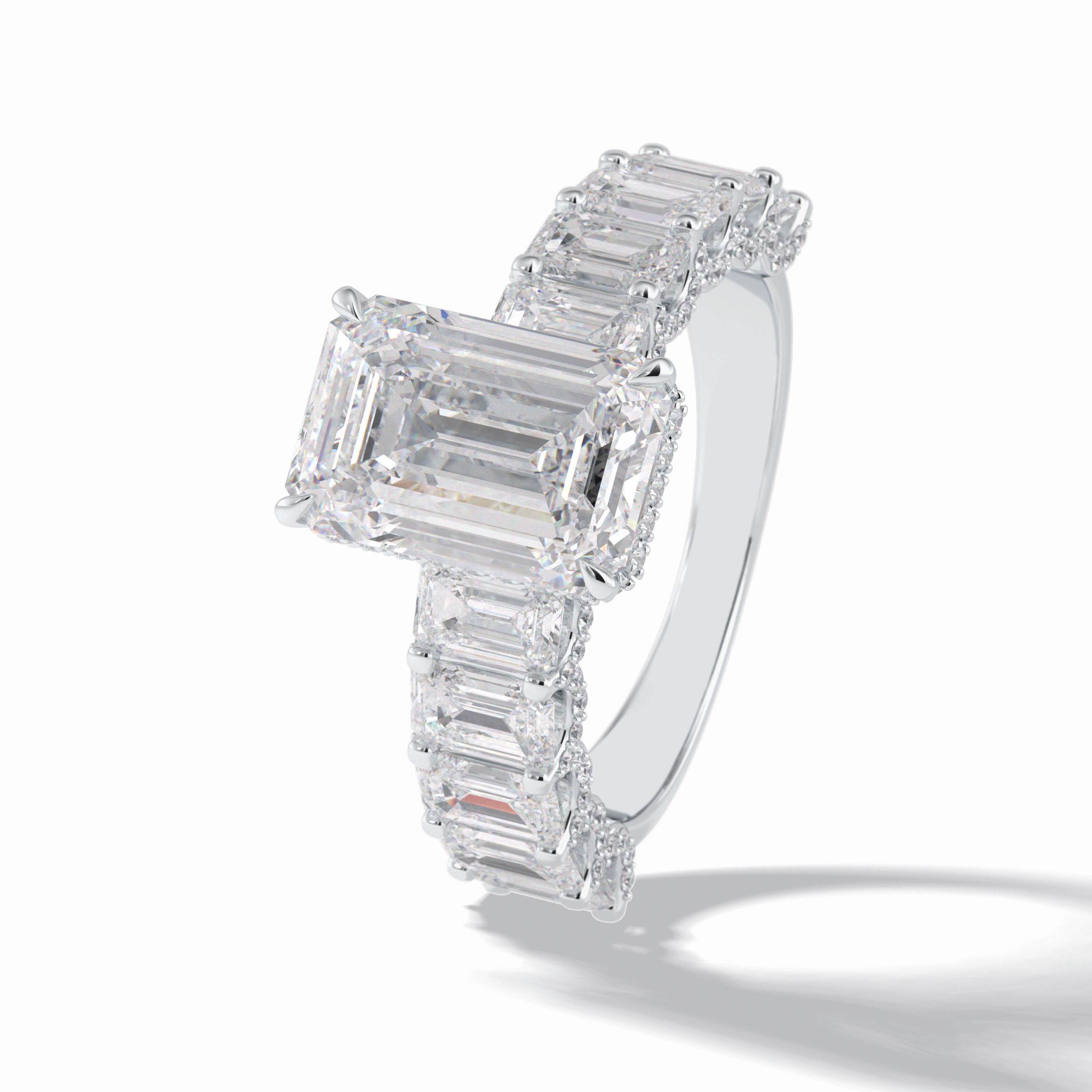 Emerald Pave Lab Grown Diamond Engagement Ring