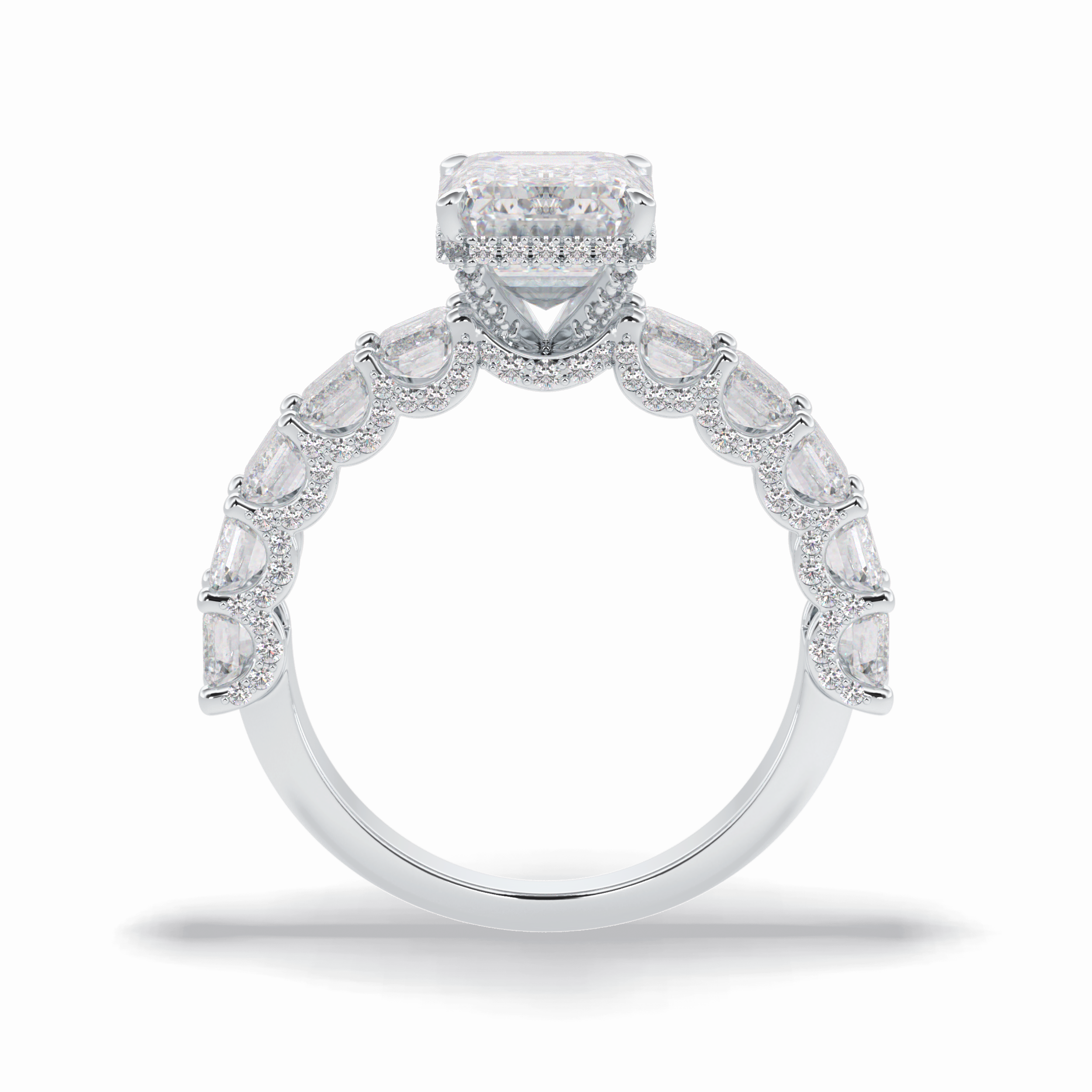 Emerald Pave Lab Grown Diamond Engagement Ring