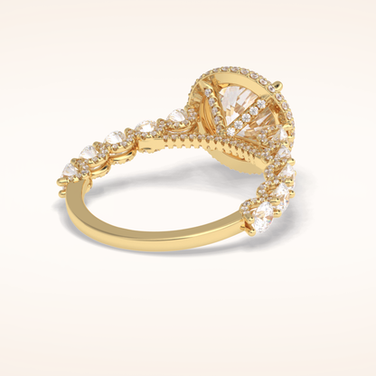 3 CT Round Shaped Double Halo & Pave Moissanite Engagement Ring