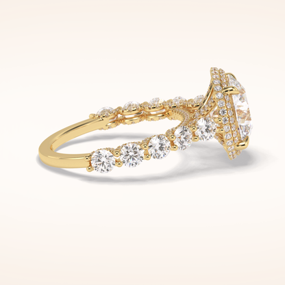 3 CT Round Shaped Double Halo & Pave Moissanite Engagement Ring