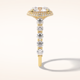 3 CT Round Shaped Double Halo & Pave Moissanite Engagement Ring