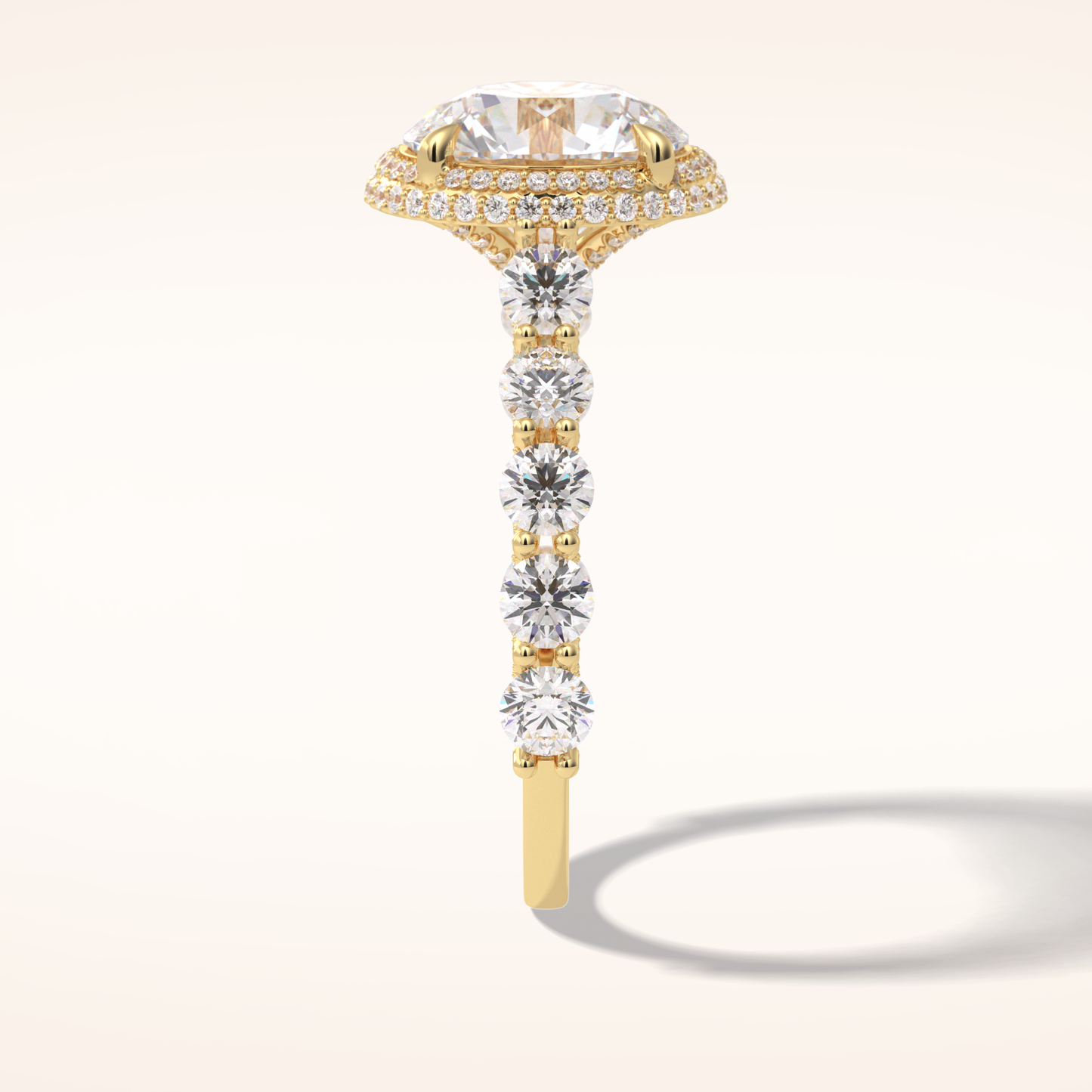 3 CT Round Shaped Double Halo & Pave Moissanite Engagement Ring