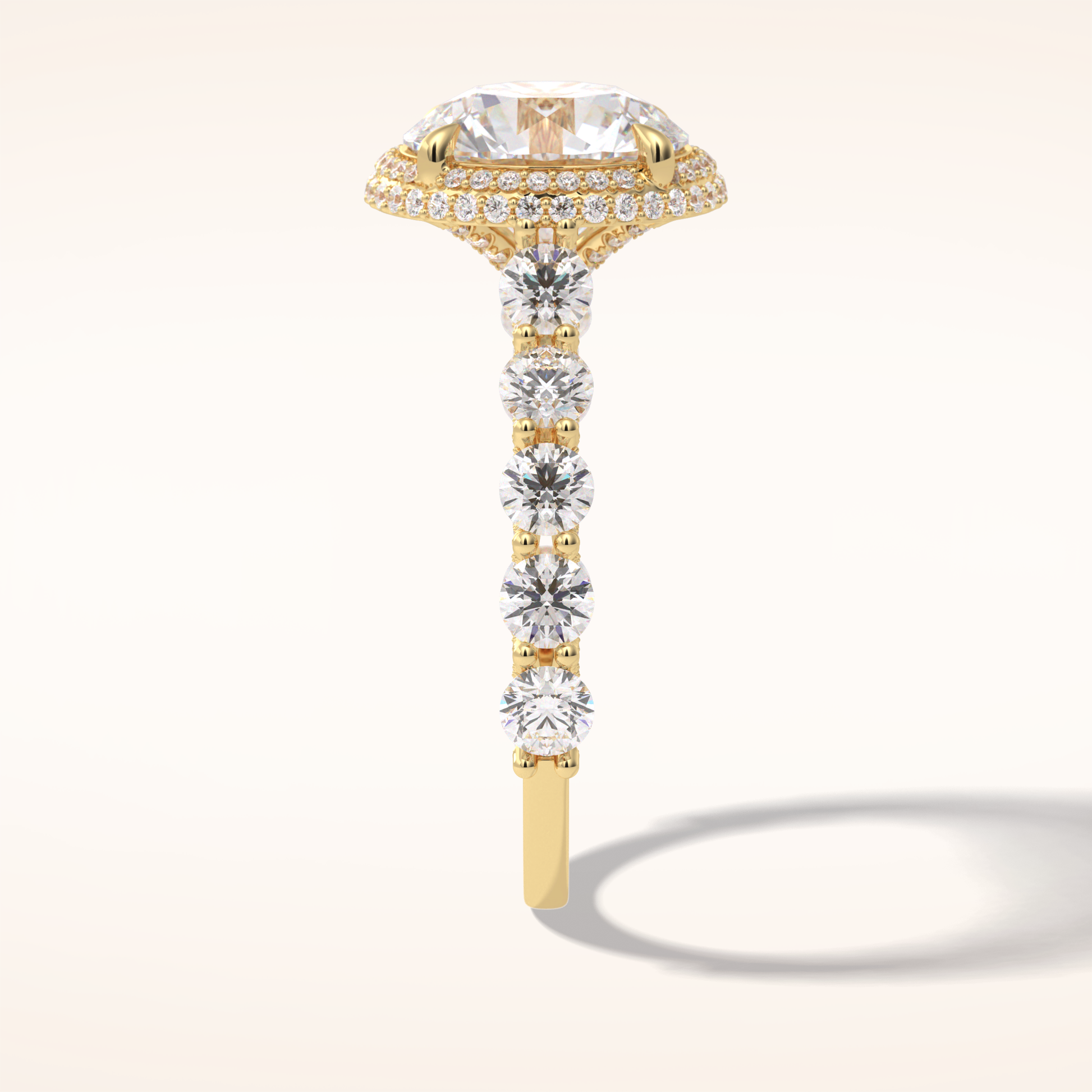 3 CT Round Shaped Double Halo & Pave Moissanite Engagement Ring