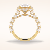3 CT Round Shaped Double Halo & Pave Moissanite Engagement Ring