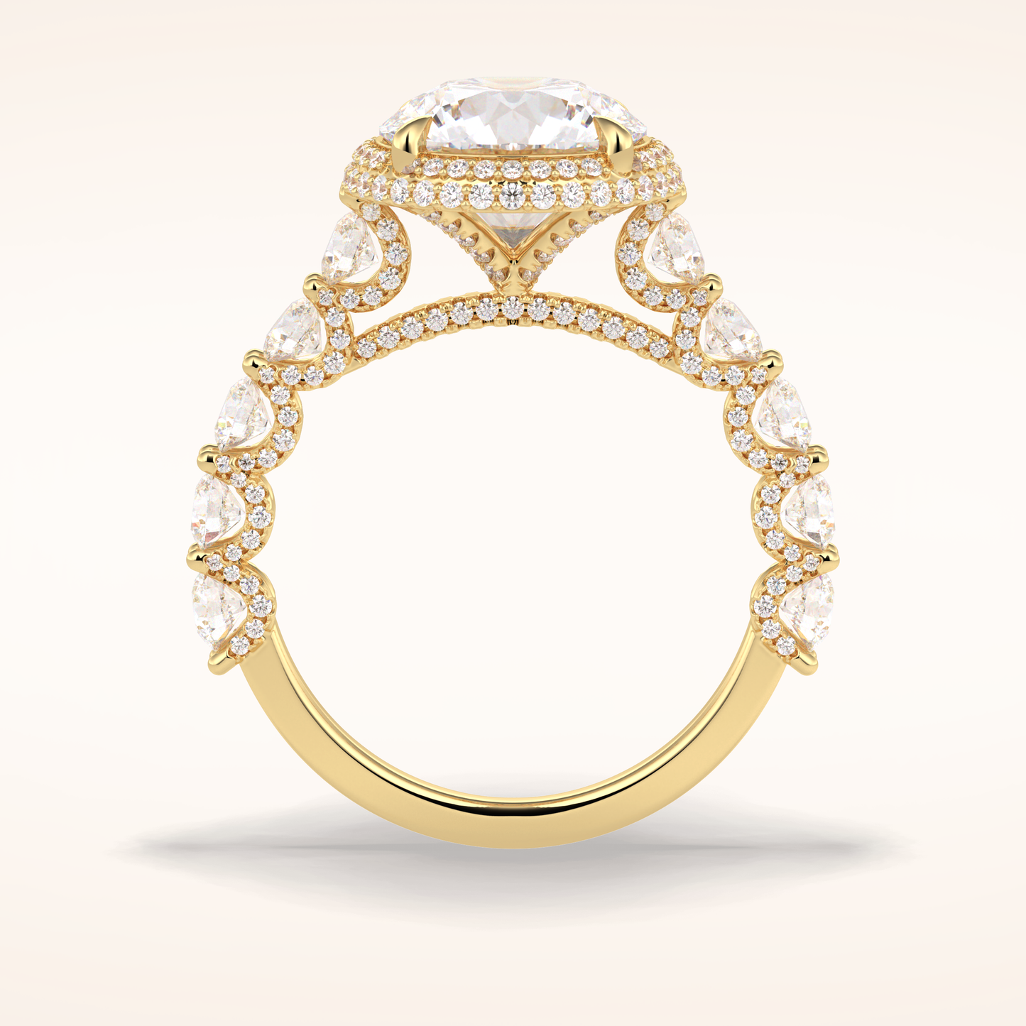 3 CT Round Shaped Double Halo & Pave Moissanite Engagement Ring