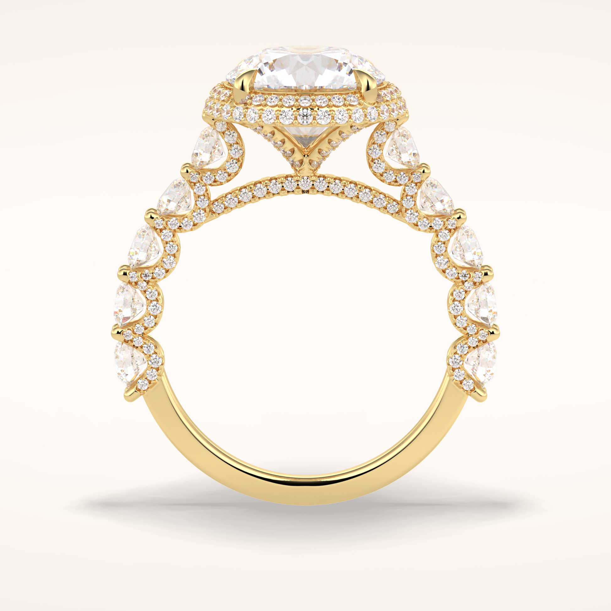 3 CT Round Shaped Double Halo & Pave Moissanite Engagement Ring