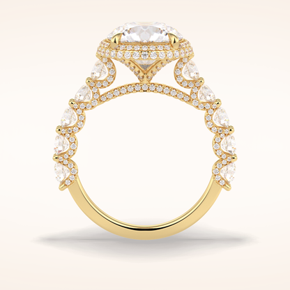 3 CT Round Shaped Double Halo & Pave Moissanite Engagement Ring