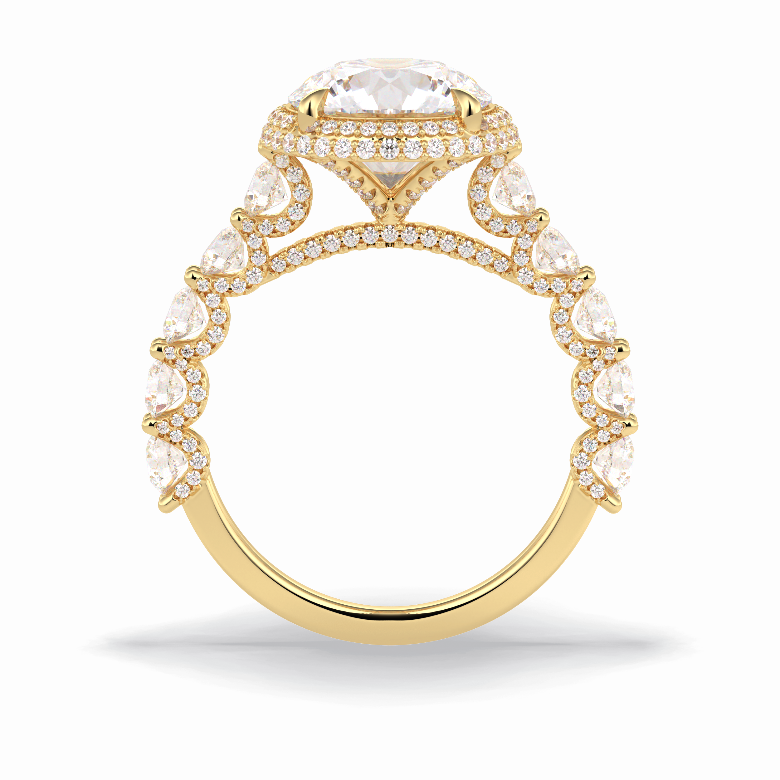 Round Double Halo & Pave Lab Grown Diamond Engagement Ring
