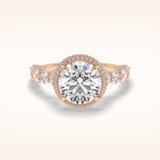 3 CT Round Shaped Double Halo & Pave Moissanite Engagement Ring