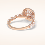 3 CT Round Shaped Double Halo & Pave Moissanite Engagement Ring