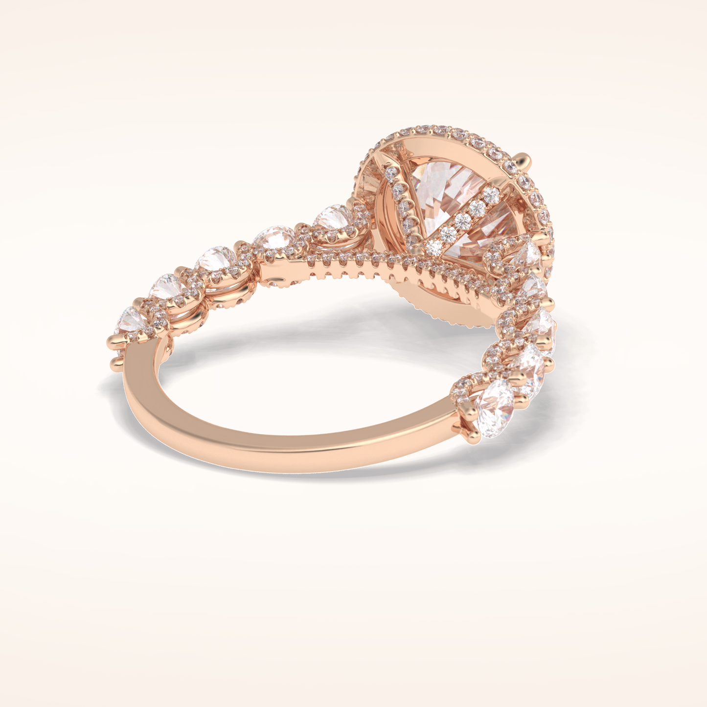 3 CT Round Shaped Double Halo & Pave Moissanite Engagement Ring