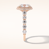 3 CT Round Shaped Double Halo & Pave Moissanite Engagement Ring