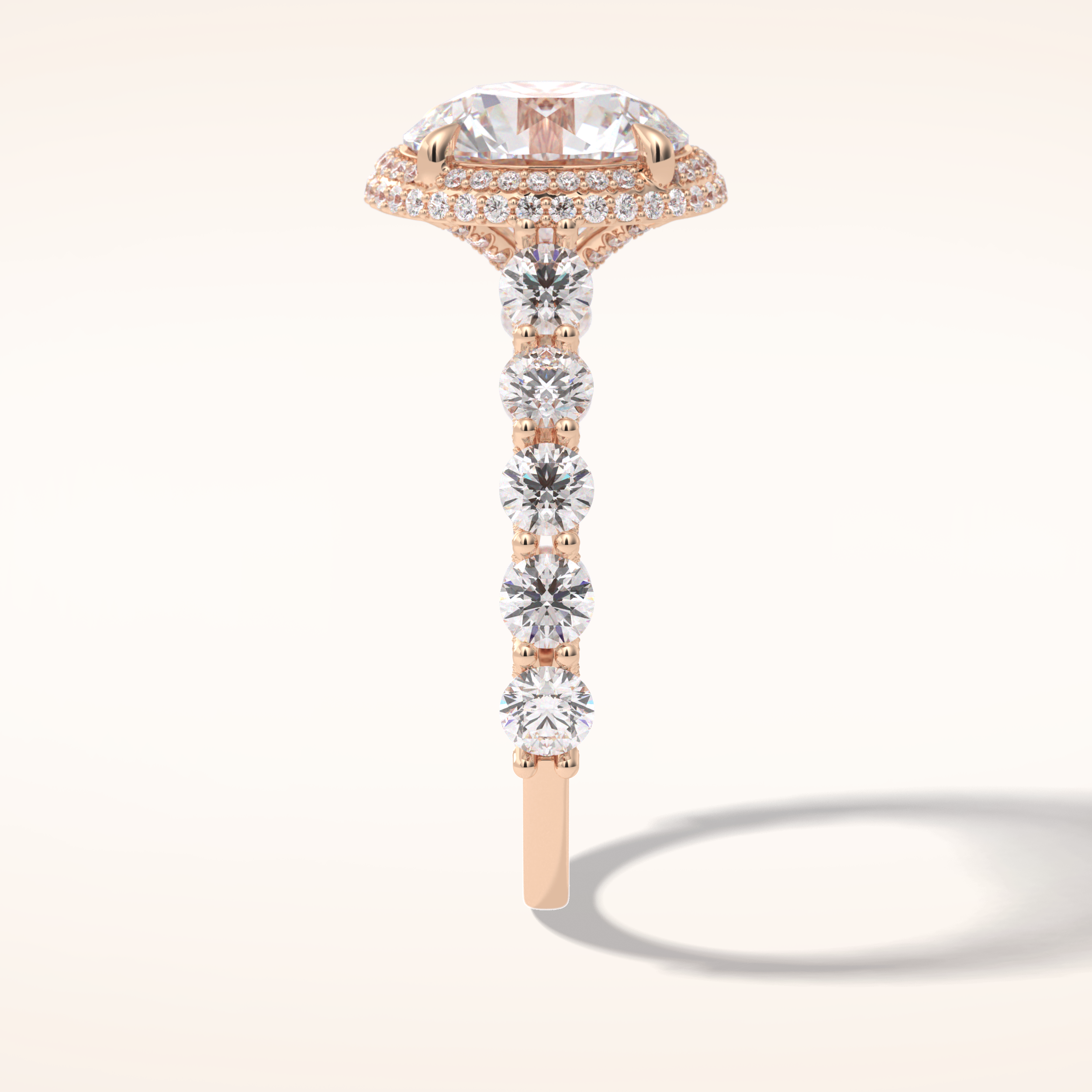 3 CT Round Shaped Double Halo & Pave Moissanite Engagement Ring