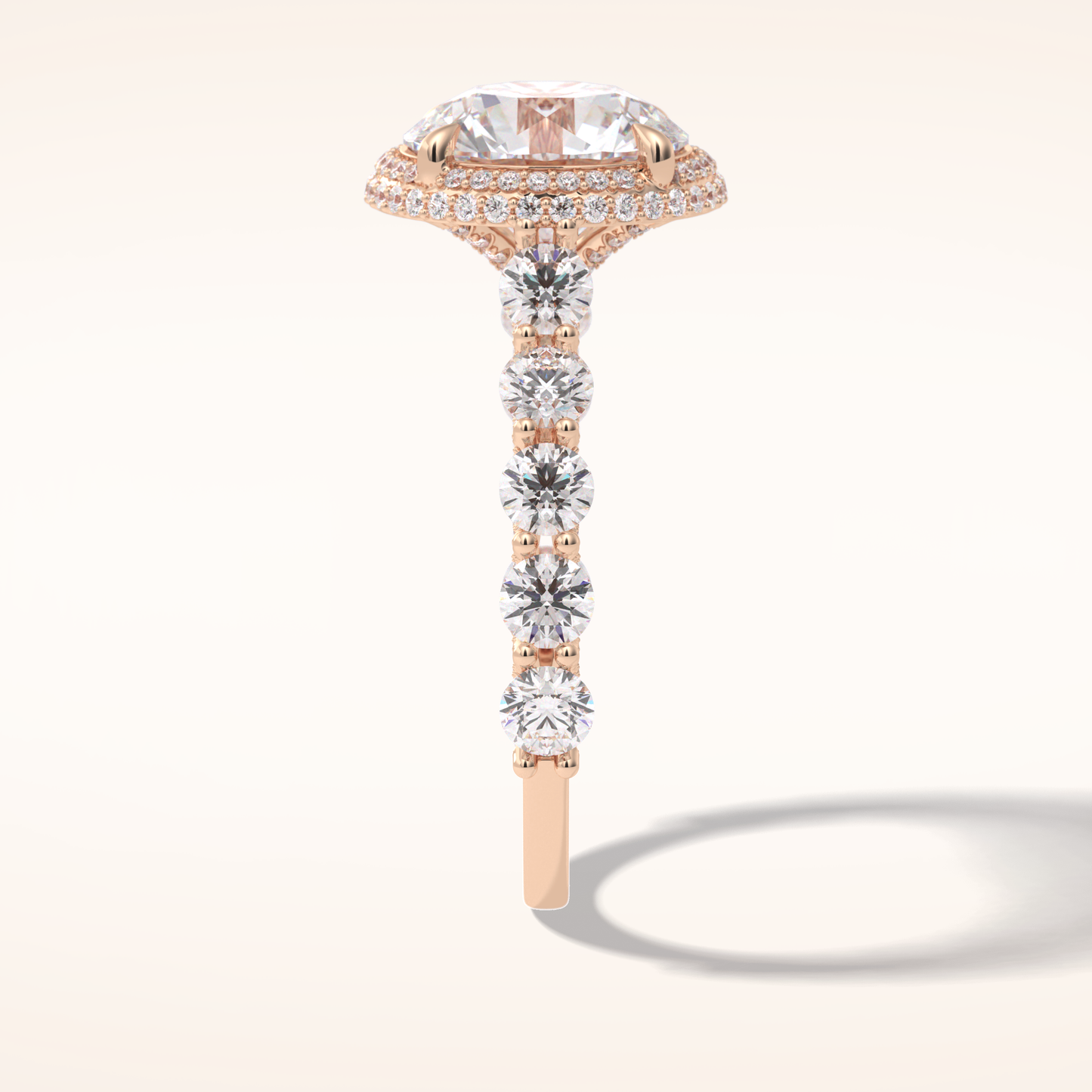 3 CT Round Shaped Double Halo & Pave Moissanite Engagement Ring