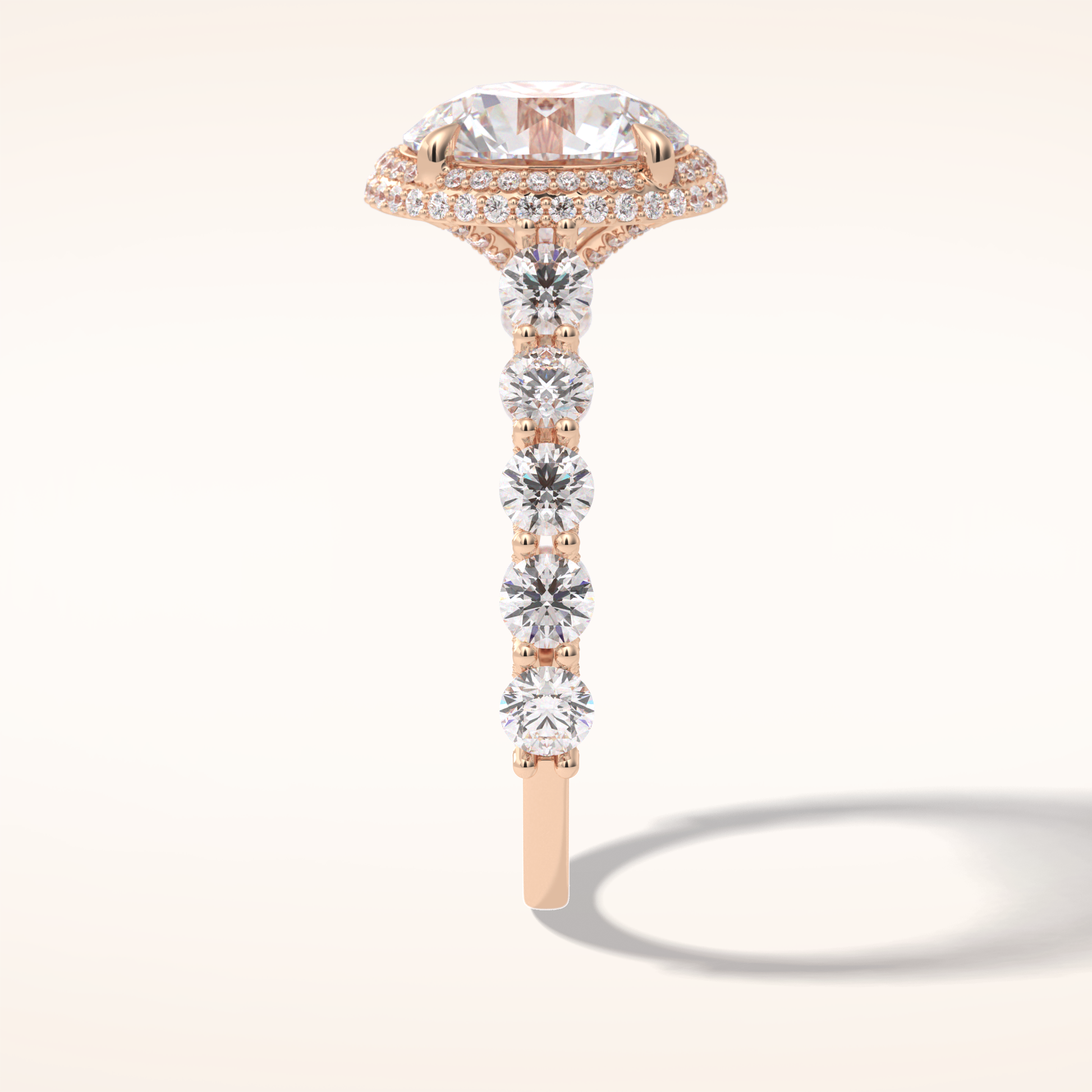 3 CT Round Shaped Double Halo & Pave Moissanite Engagement Ring