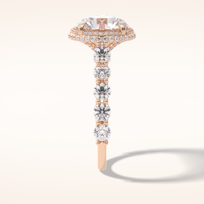 3 CT Round Shaped Double Halo & Pave Moissanite Engagement Ring