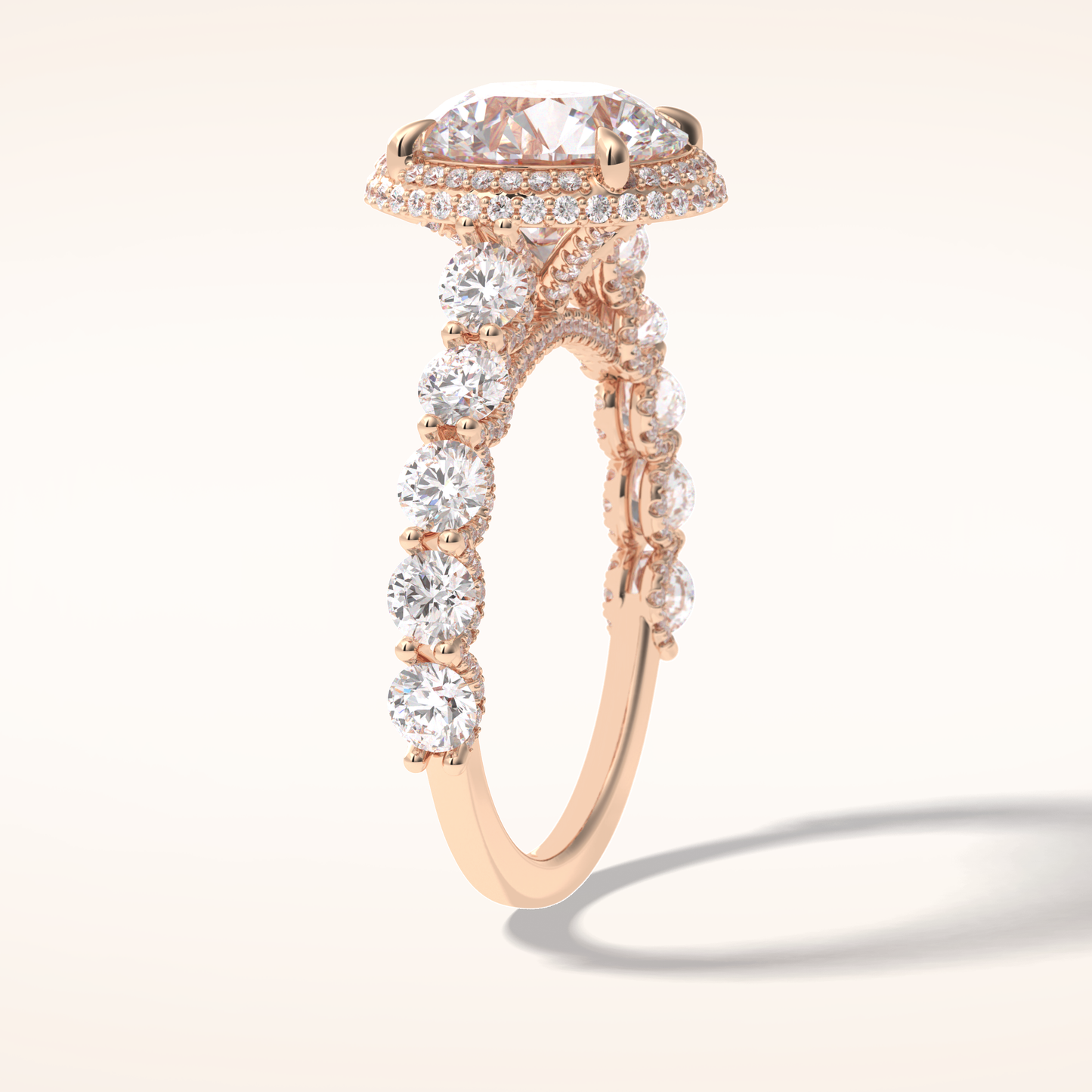 3 CT Round Shaped Double Halo & Pave Moissanite Engagement Ring