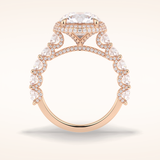 3 CT Round Shaped Double Halo & Pave Moissanite Engagement Ring