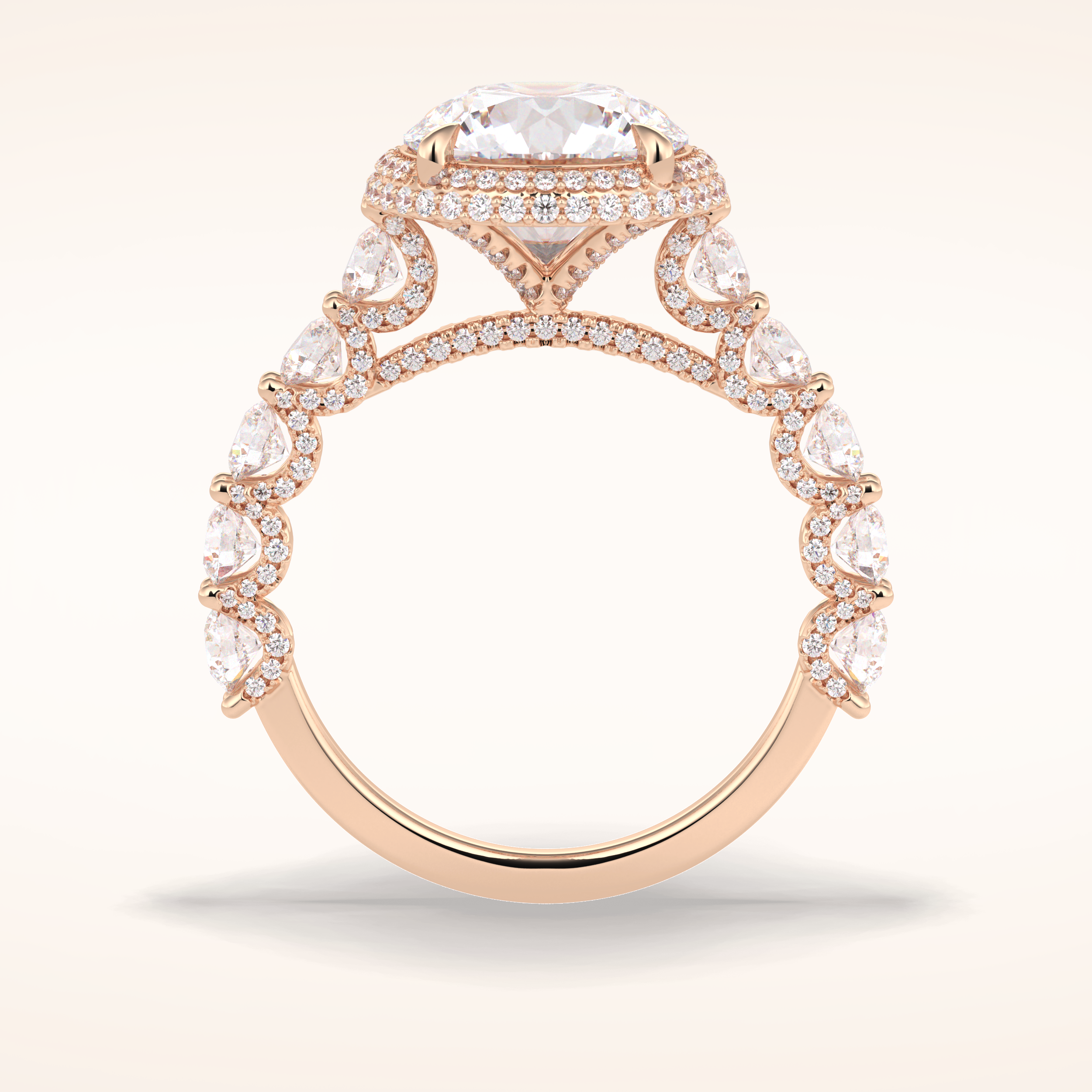 3 CT Round Shaped Double Halo & Pave Moissanite Engagement Ring