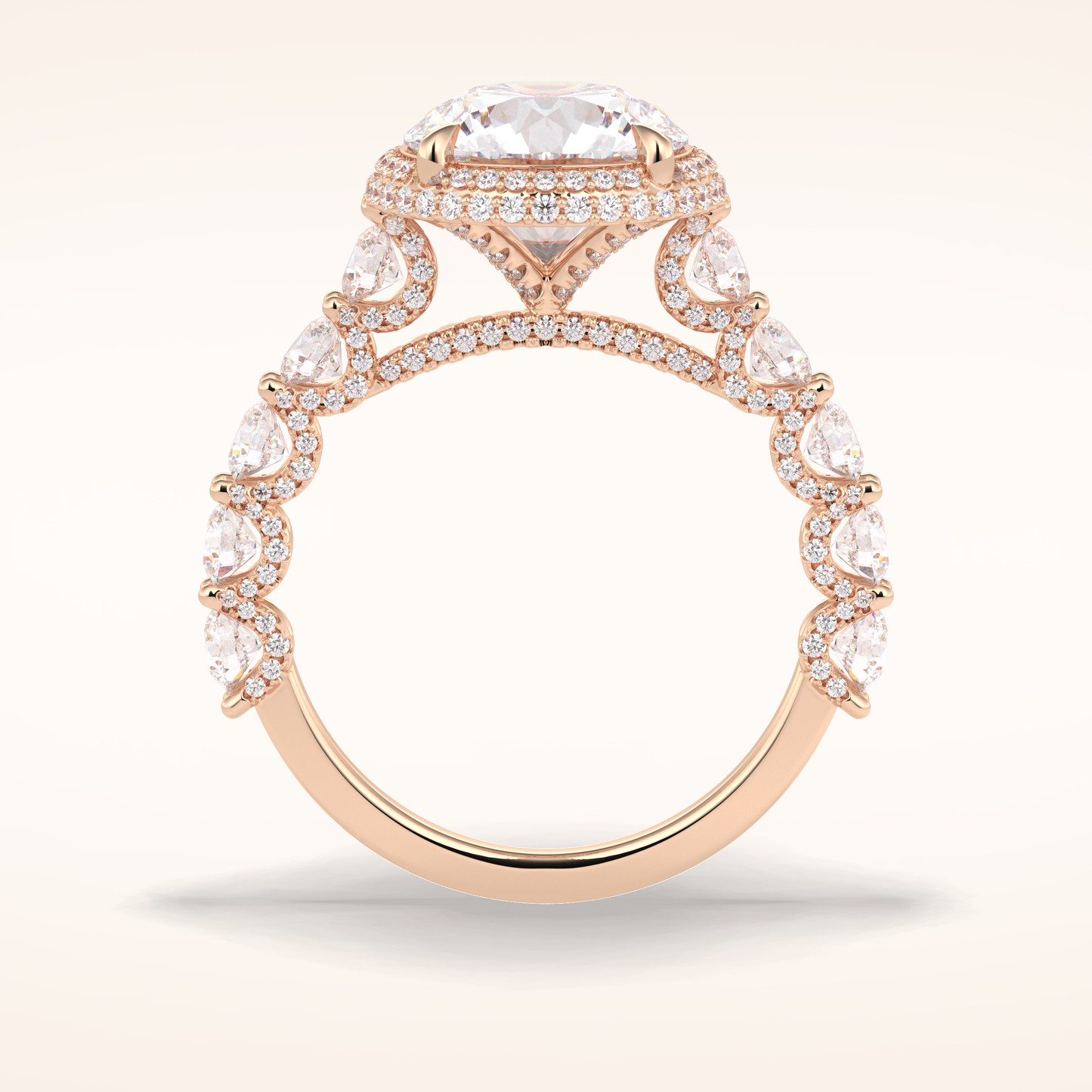 3 CT Round Shaped Double Halo & Pave Moissanite Engagement Ring