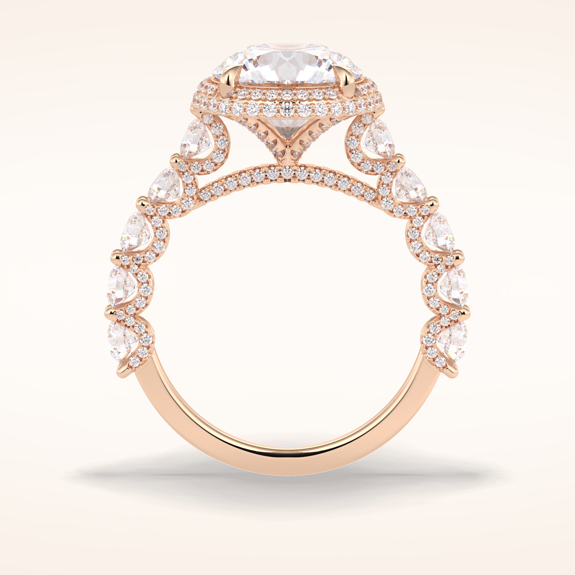 3 CT Round Shaped Double Halo & Pave Moissanite Engagement Ring