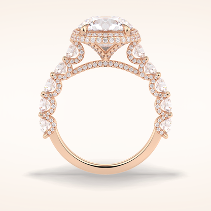 3 CT Round Shaped Double Halo & Pave Moissanite Engagement Ring