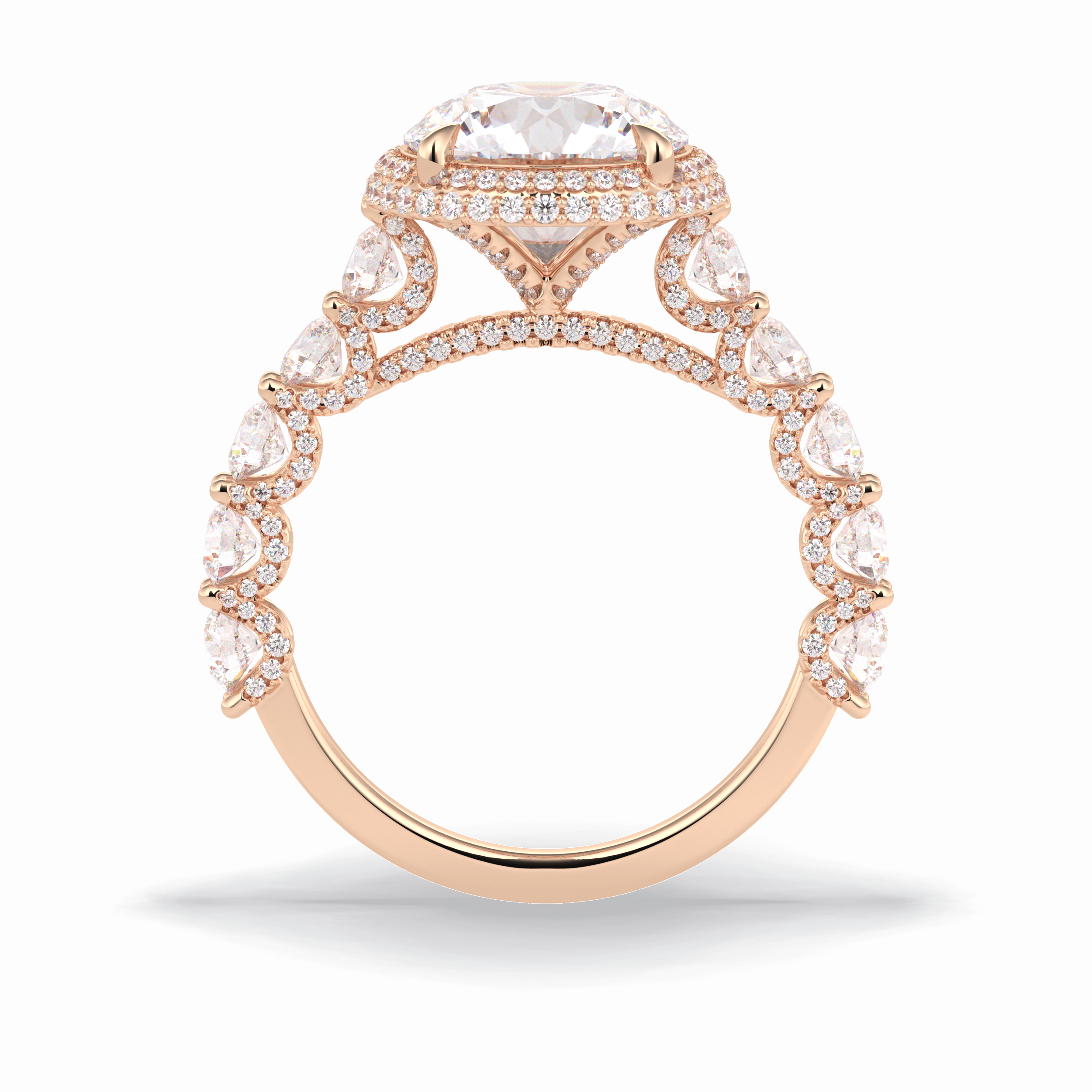 Round Double Halo & Pave Lab Grown Diamond Engagement Ring