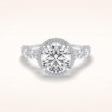 3 CT Round Shaped Double Halo & Pave Moissanite Engagement Ring