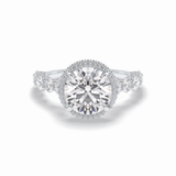 Round Double Halo & Pave Lab Grown Diamond Engagement Ring