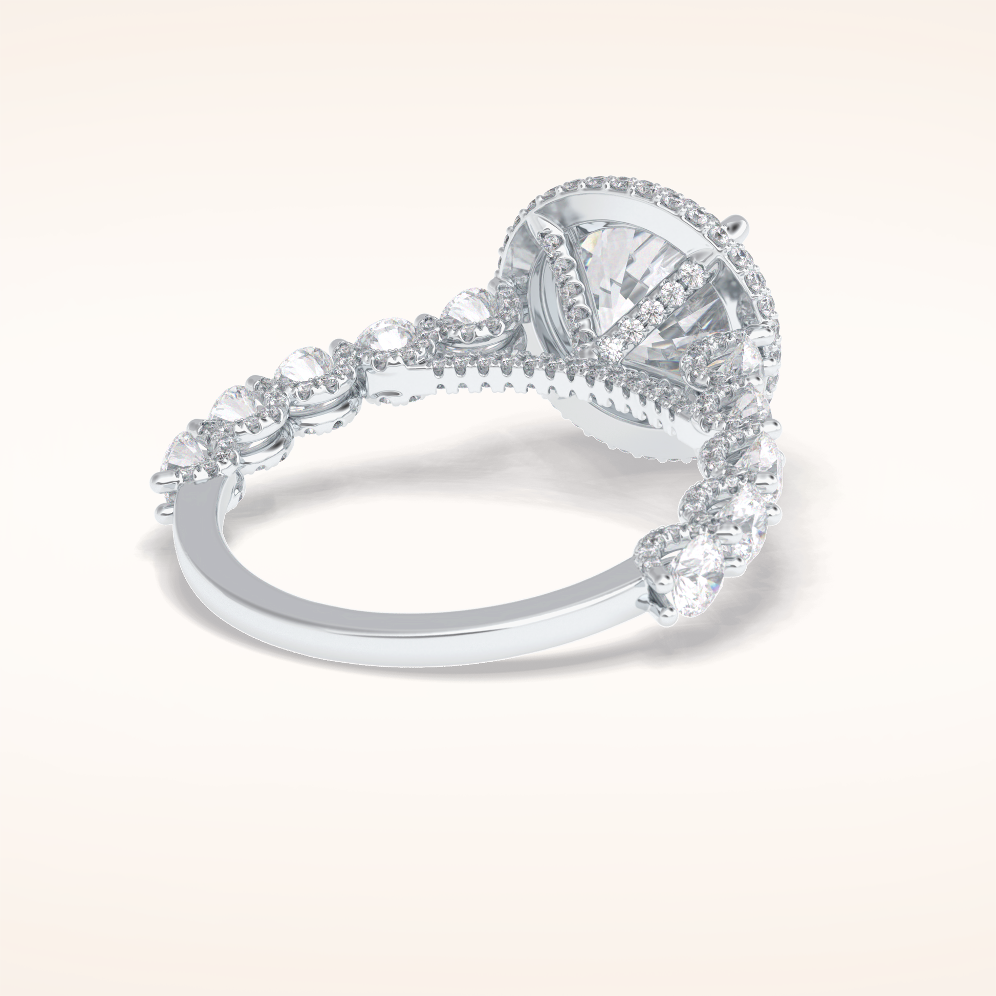 3 CT Round Shaped Double Halo & Pave Moissanite Engagement Ring