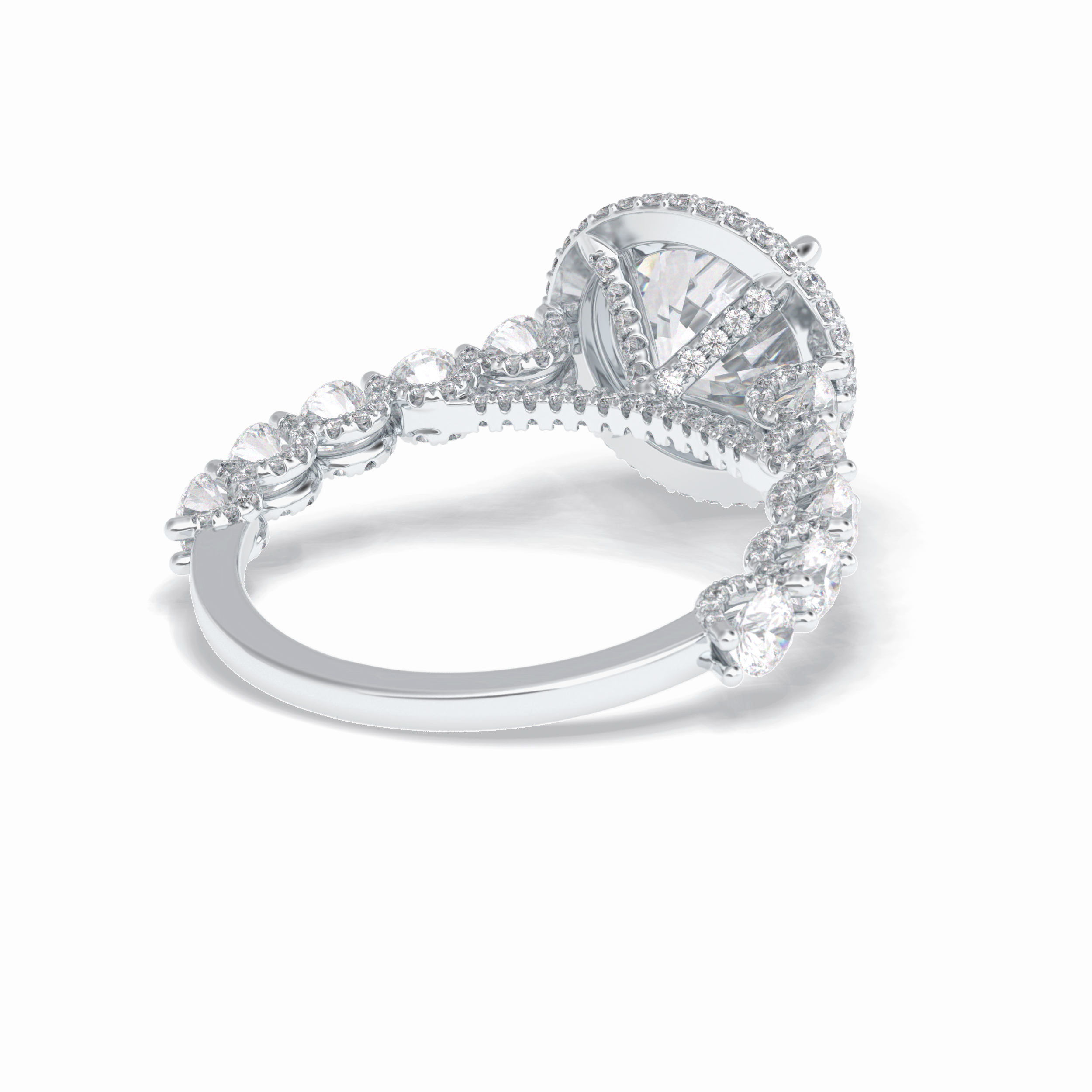 Round Double Halo & Pave Lab Grown Diamond Engagement Ring