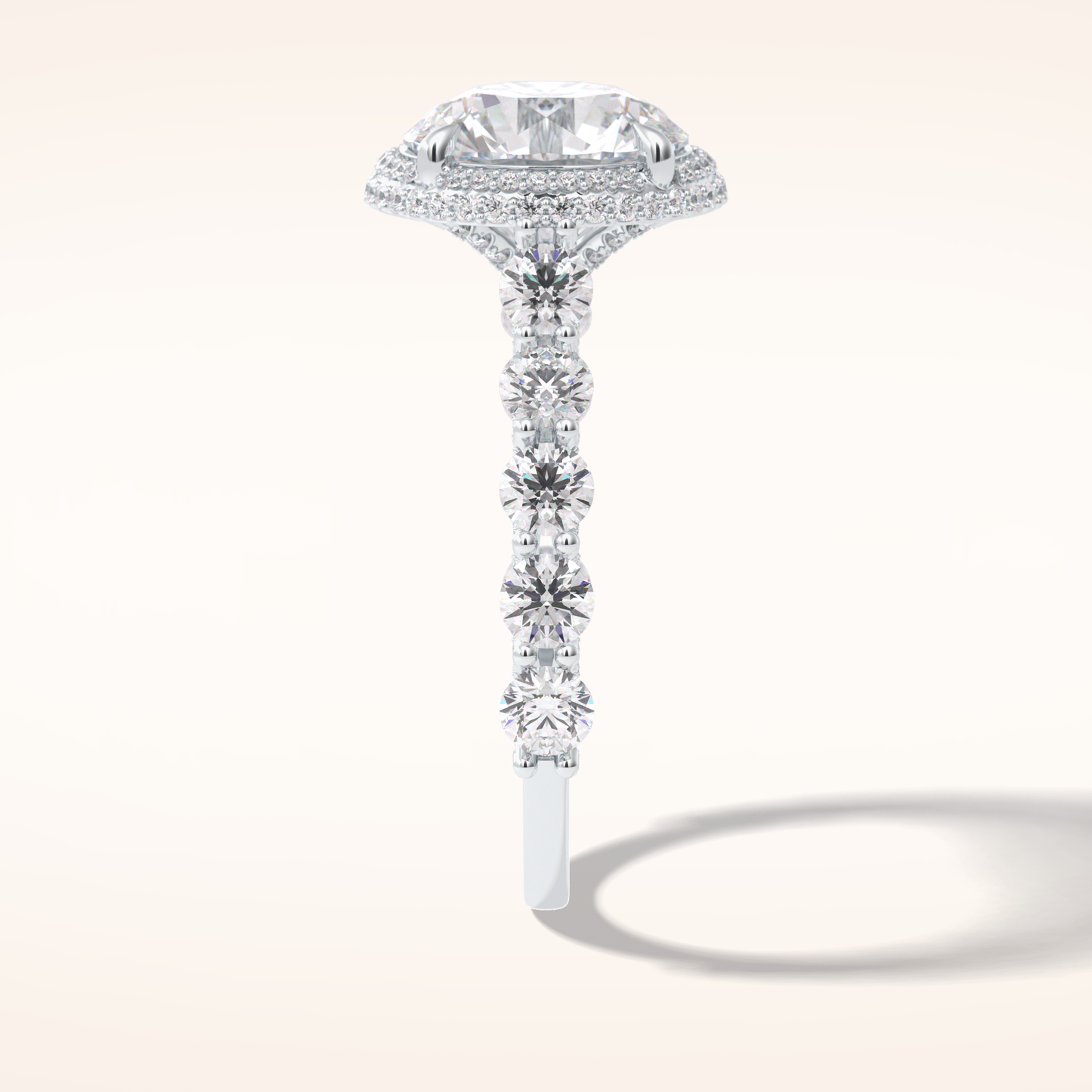 3 CT Round Shaped Double Halo & Pave Moissanite Engagement Ring