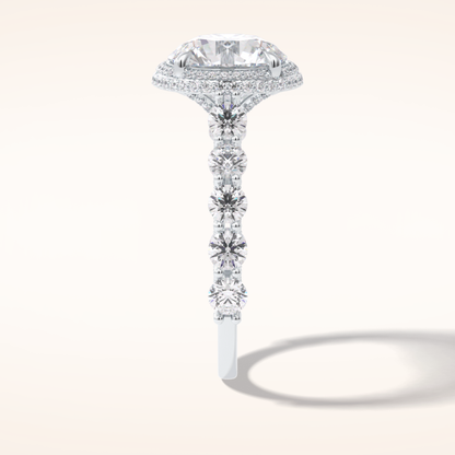 3 CT Round Shaped Double Halo & Pave Moissanite Engagement Ring